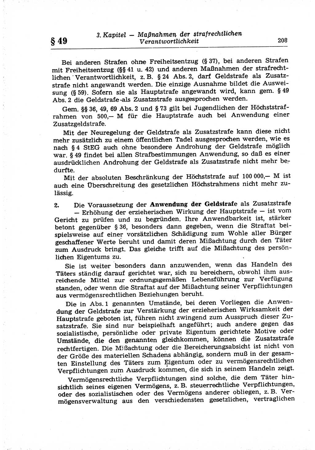 Strafrecht der Deutschen Demokratischen Republik (DDR), Lehrkommentar zum Strafgesetzbuch (StGB), Allgemeiner Teil 1969, Seite 208 (Strafr. DDR Lehrkomm. StGB AT 1969, S. 208)