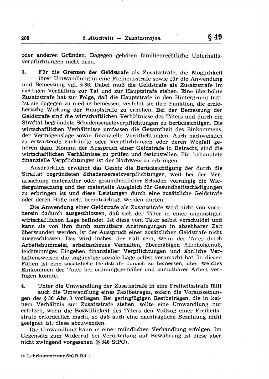 Strafrecht der Deutschen Demokratischen Republik (DDR), Lehrkommentar zum Strafgesetzbuch (StGB), Allgemeiner Teil 1969, Seite 209 (Strafr. DDR Lehrkomm. StGB AT 1969, S. 209)