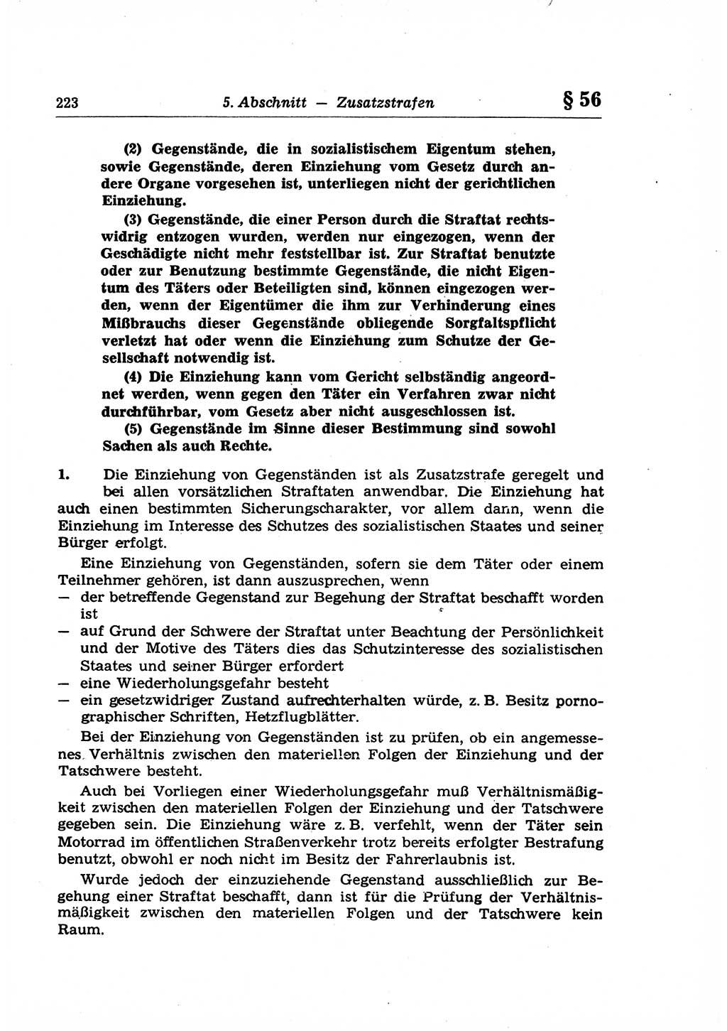 Strafrecht der Deutschen Demokratischen Republik (DDR), Lehrkommentar zum Strafgesetzbuch (StGB), Allgemeiner Teil 1969, Seite 223 (Strafr. DDR Lehrkomm. StGB AT 1969, S. 223)