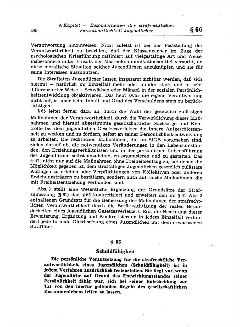 Strafrecht der Deutschen Demokratischen Republik (DDR), Lehrkommentar zum Strafgesetzbuch (StGB), Allgemeiner Teil 1969, Seite 249 (Strafr. DDR Lehrkomm. StGB AT 1969, S. 249)