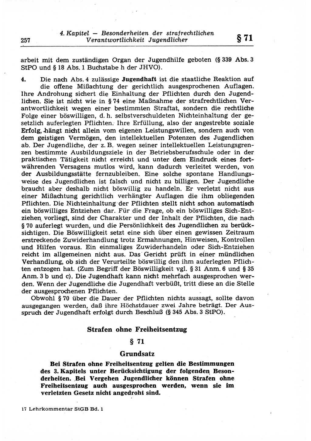 Strafrecht der Deutschen Demokratischen Republik (DDR), Lehrkommentar zum Strafgesetzbuch (StGB), Allgemeiner Teil 1969, Seite 257 (Strafr. DDR Lehrkomm. StGB AT 1969, S. 257)
