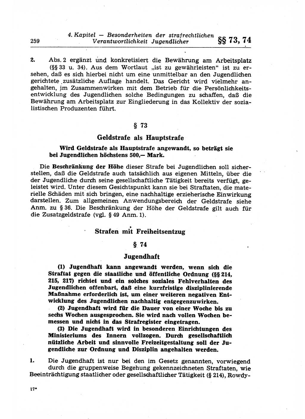 Strafrecht der Deutschen Demokratischen Republik (DDR), Lehrkommentar zum Strafgesetzbuch (StGB), Allgemeiner Teil 1969, Seite 259 (Strafr. DDR Lehrkomm. StGB AT 1969, S. 259)