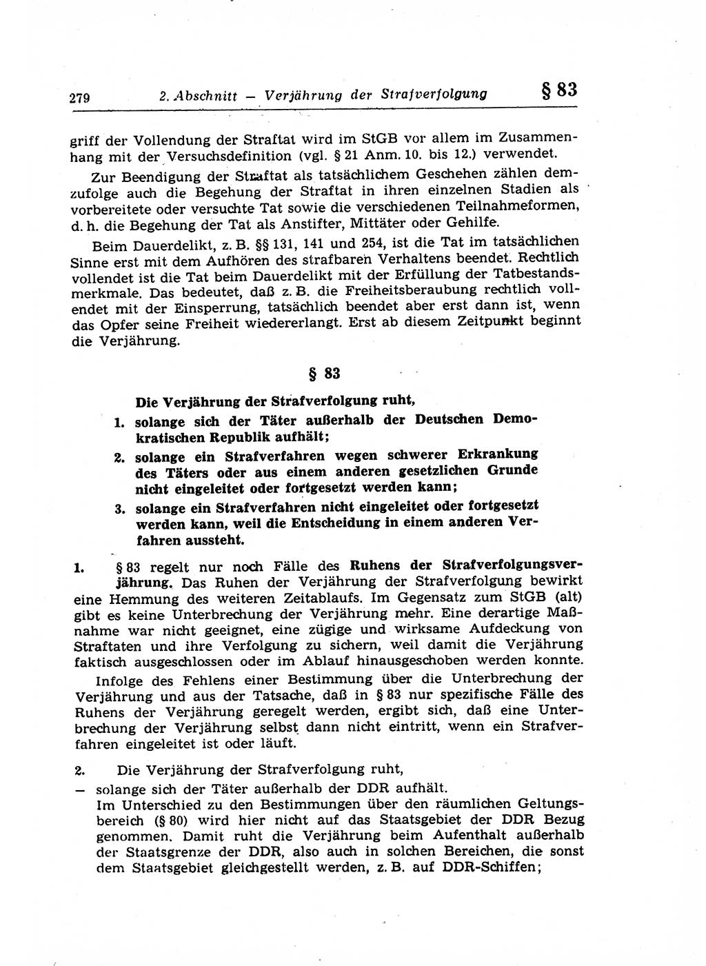 Strafrecht der Deutschen Demokratischen Republik (DDR), Lehrkommentar zum Strafgesetzbuch (StGB), Allgemeiner Teil 1969, Seite 279 (Strafr. DDR Lehrkomm. StGB AT 1969, S. 279)