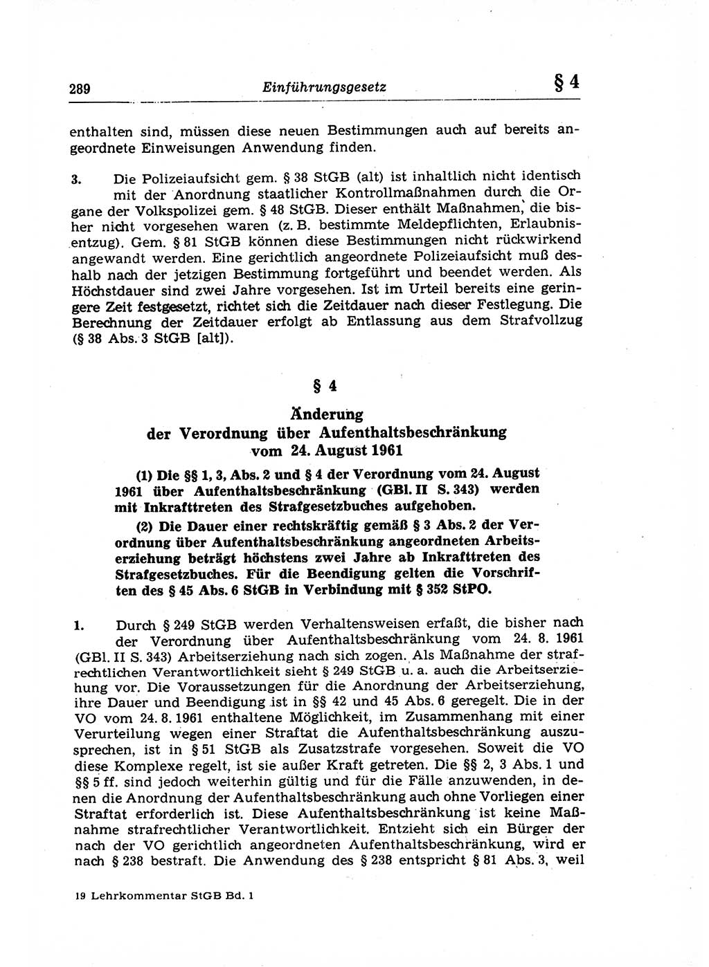 Strafrecht der Deutschen Demokratischen Republik (DDR), Lehrkommentar zum Strafgesetzbuch (StGB), Allgemeiner Teil 1969, Seite 289 (Strafr. DDR Lehrkomm. StGB AT 1969, S. 289)