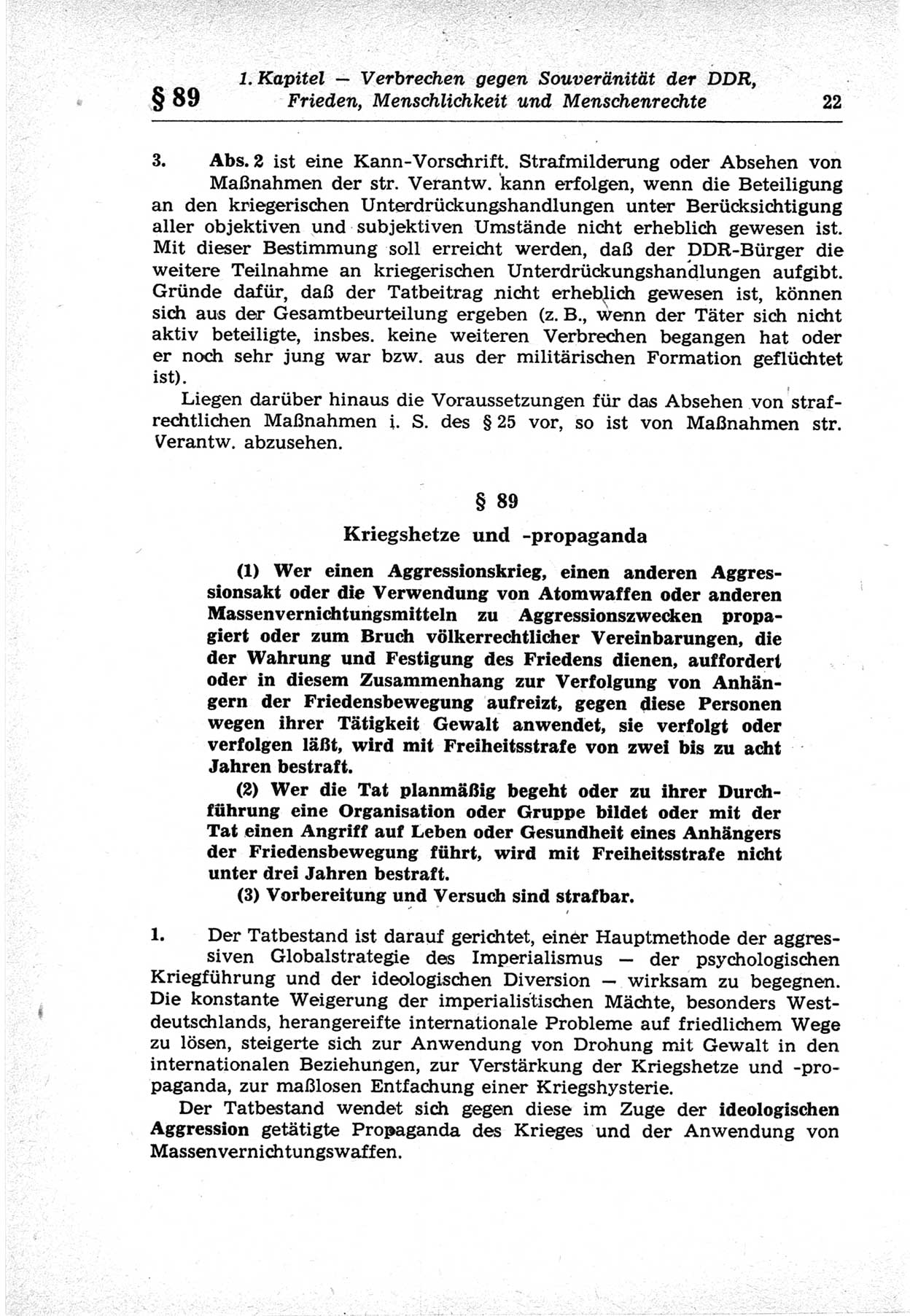 Strafrecht der Deutschen Demokratischen Republik (DDR), Lehrkommentar zum Strafgesetzbuch (StGB), Besonderer Teil 1969, Seite 22 (Strafr. DDR Lehrkomm. StGB BT 1969, S. 22)