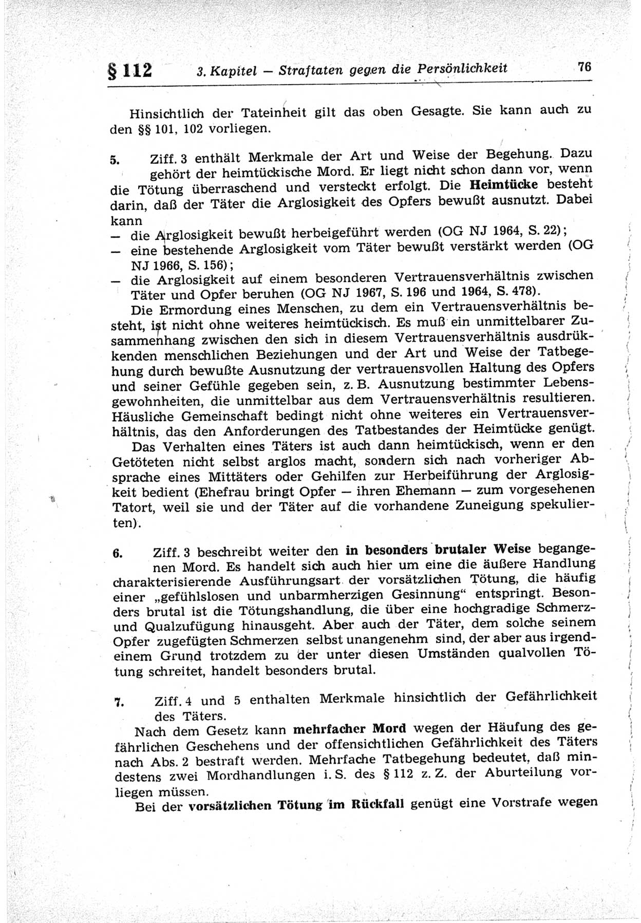 Strafrecht der Deutschen Demokratischen Republik (DDR), Lehrkommentar zum Strafgesetzbuch (StGB), Besonderer Teil 1969, Seite 76 (Strafr. DDR Lehrkomm. StGB BT 1969, S. 76)