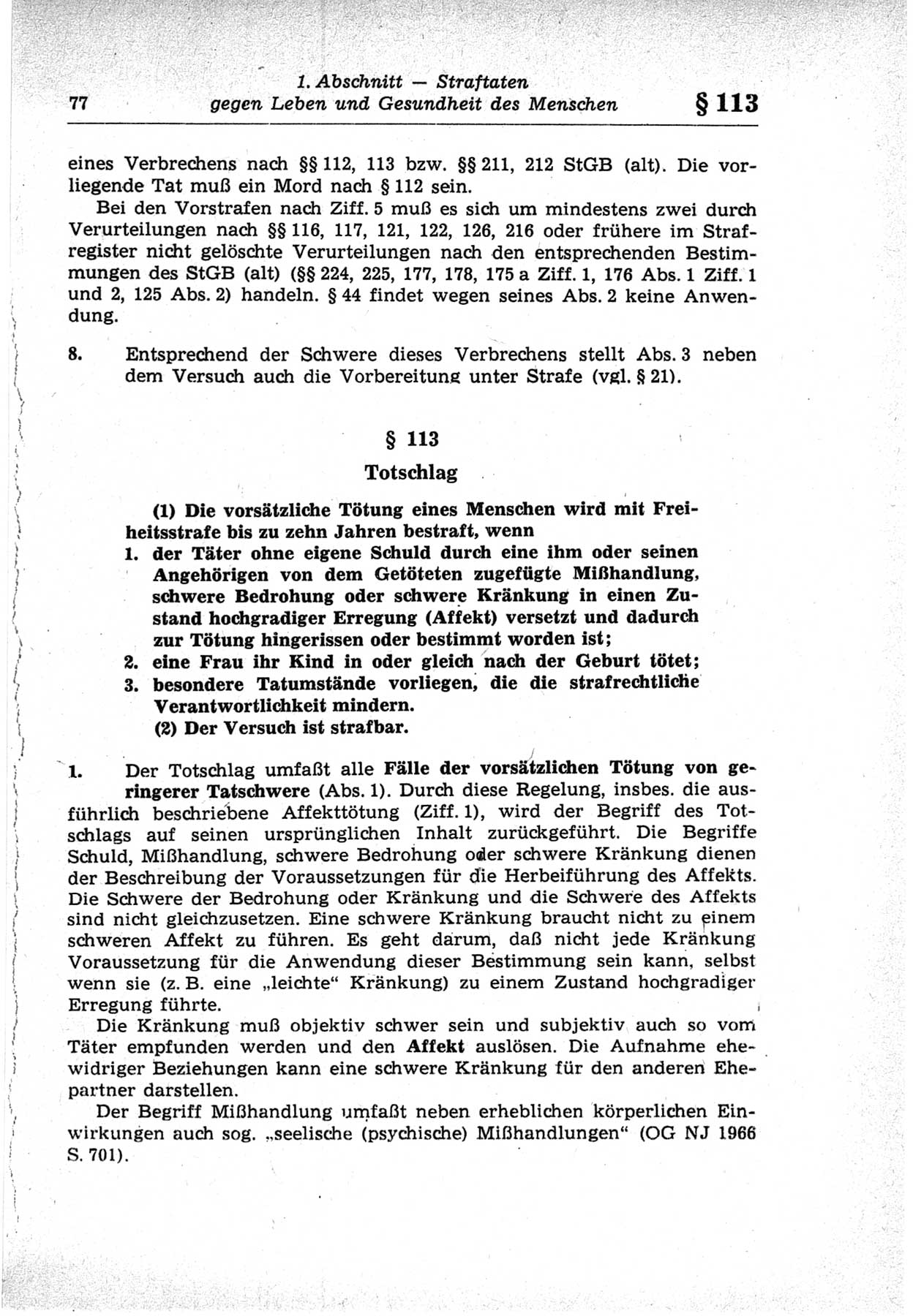 Strafrecht der Deutschen Demokratischen Republik (DDR), Lehrkommentar zum Strafgesetzbuch (StGB), Besonderer Teil 1969, Seite 77 (Strafr. DDR Lehrkomm. StGB BT 1969, S. 77)