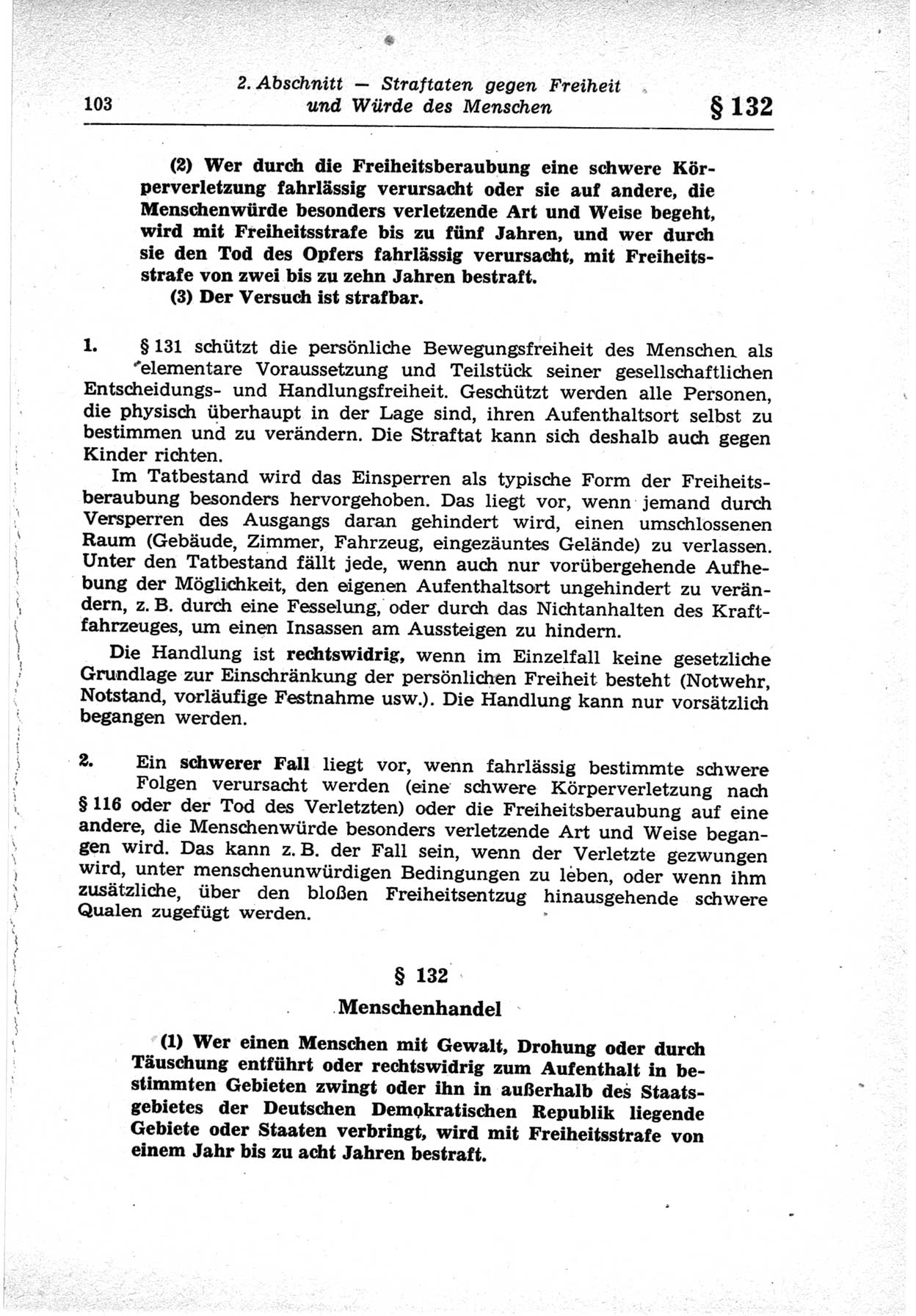 Strafrecht der Deutschen Demokratischen Republik (DDR), Lehrkommentar zum Strafgesetzbuch (StGB), Besonderer Teil 1969, Seite 103 (Strafr. DDR Lehrkomm. StGB BT 1969, S. 103)