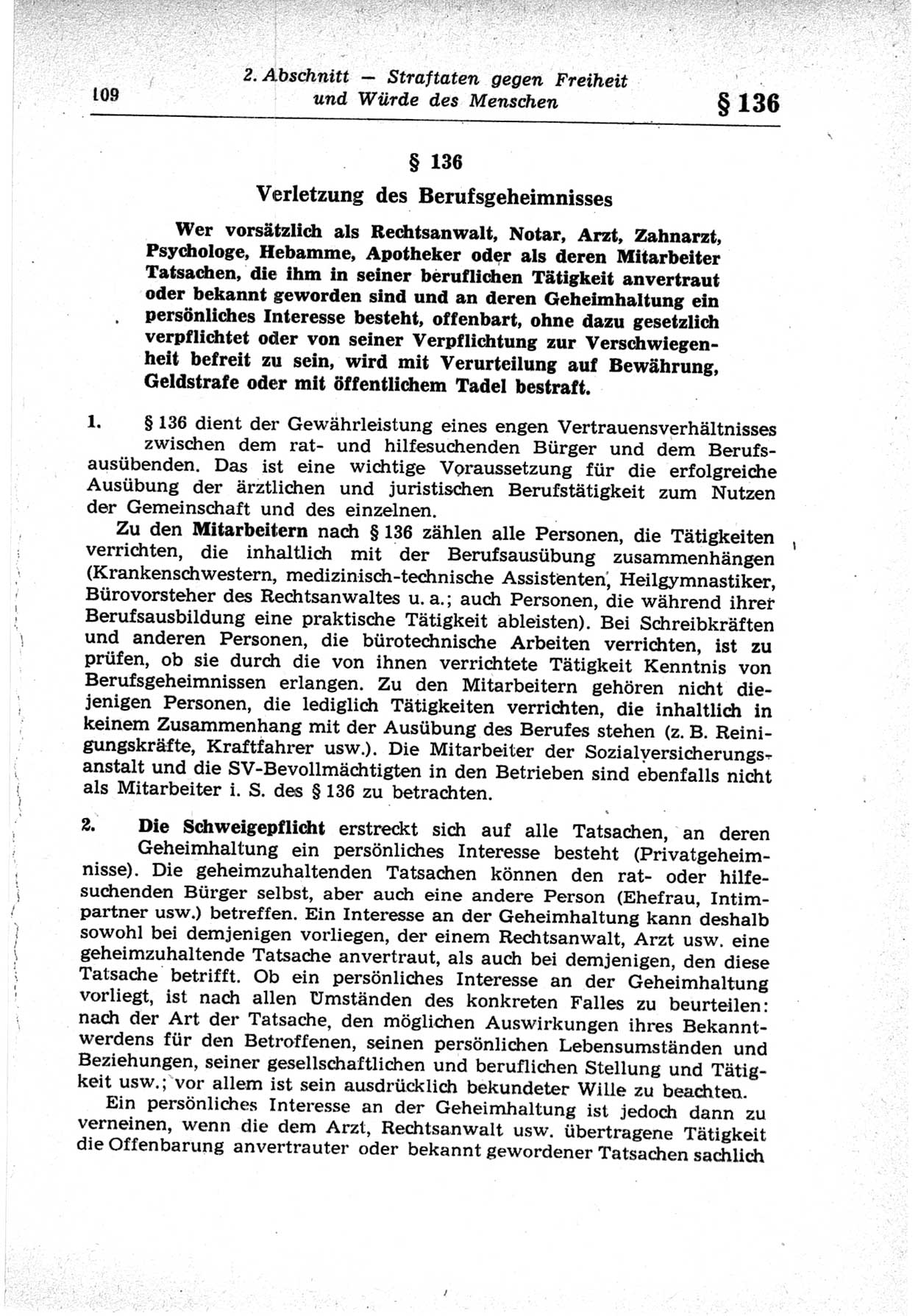 Strafrecht der Deutschen Demokratischen Republik (DDR), Lehrkommentar zum Strafgesetzbuch (StGB), Besonderer Teil 1969, Seite 109 (Strafr. DDR Lehrkomm. StGB BT 1969, S. 109)