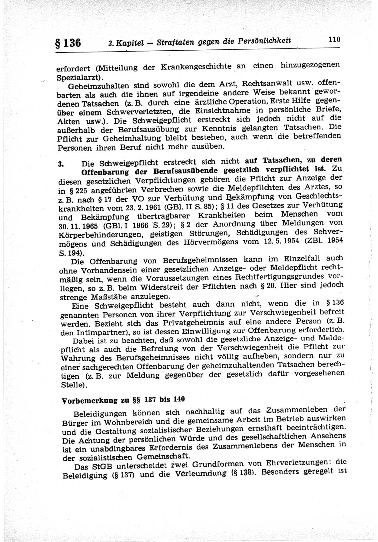 Strafrecht der Deutschen Demokratischen Republik (DDR), Lehrkommentar zum Strafgesetzbuch (StGB), Besonderer Teil 1969, Seite 110 (Strafr. DDR Lehrkomm. StGB BT 1969, S. 110)