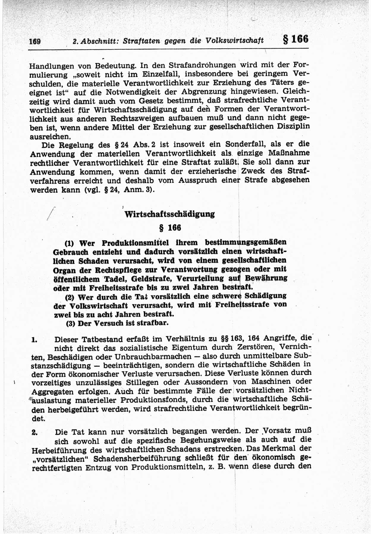 Strafrecht der Deutschen Demokratischen Republik (DDR), Lehrkommentar zum Strafgesetzbuch (StGB), Besonderer Teil 1969, Seite 169 (Strafr. DDR Lehrkomm. StGB BT 1969, S. 169)