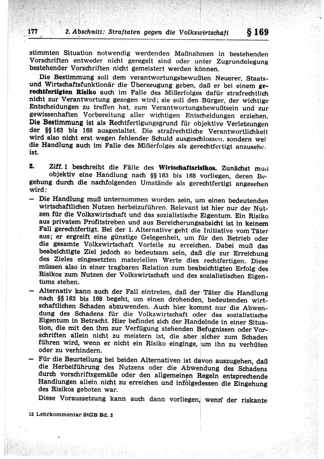 Strafrecht der Deutschen Demokratischen Republik (DDR), Lehrkommentar zum Strafgesetzbuch (StGB), Besonderer Teil 1969, Seite 177 (Strafr. DDR Lehrkomm. StGB BT 1969, S. 177)