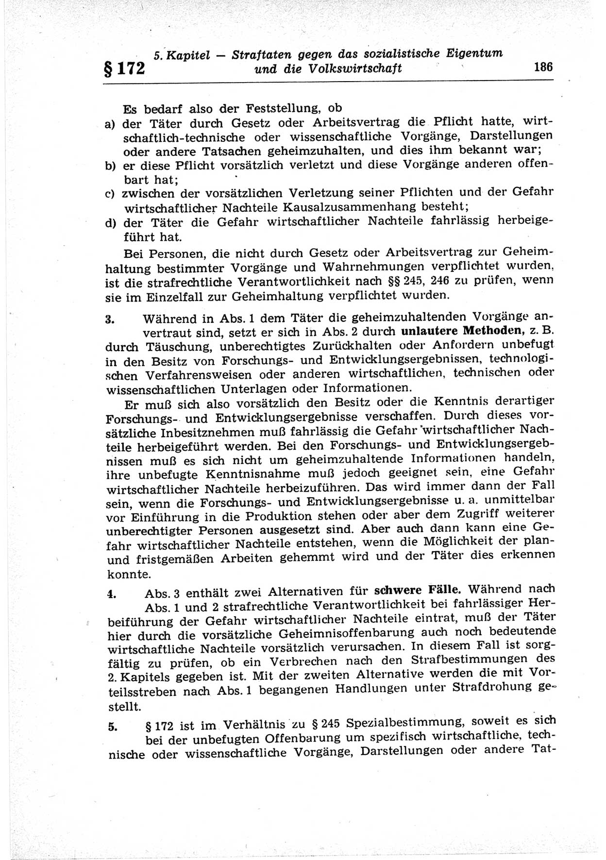 Strafrecht der Deutschen Demokratischen Republik (DDR), Lehrkommentar zum Strafgesetzbuch (StGB), Besonderer Teil 1969, Seite 186 (Strafr. DDR Lehrkomm. StGB BT 1969, S. 186)