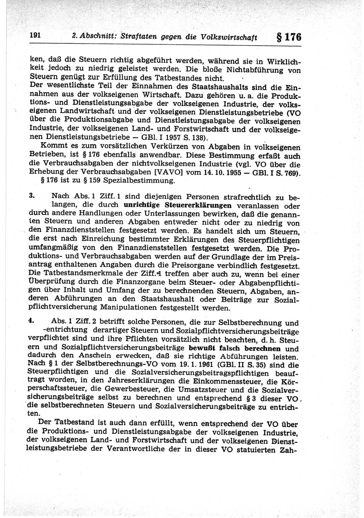 Strafrecht der Deutschen Demokratischen Republik (DDR), Lehrkommentar zum Strafgesetzbuch (StGB), Besonderer Teil 1969, Seite 191 (Strafr. DDR Lehrkomm. StGB BT 1969, S. 191)