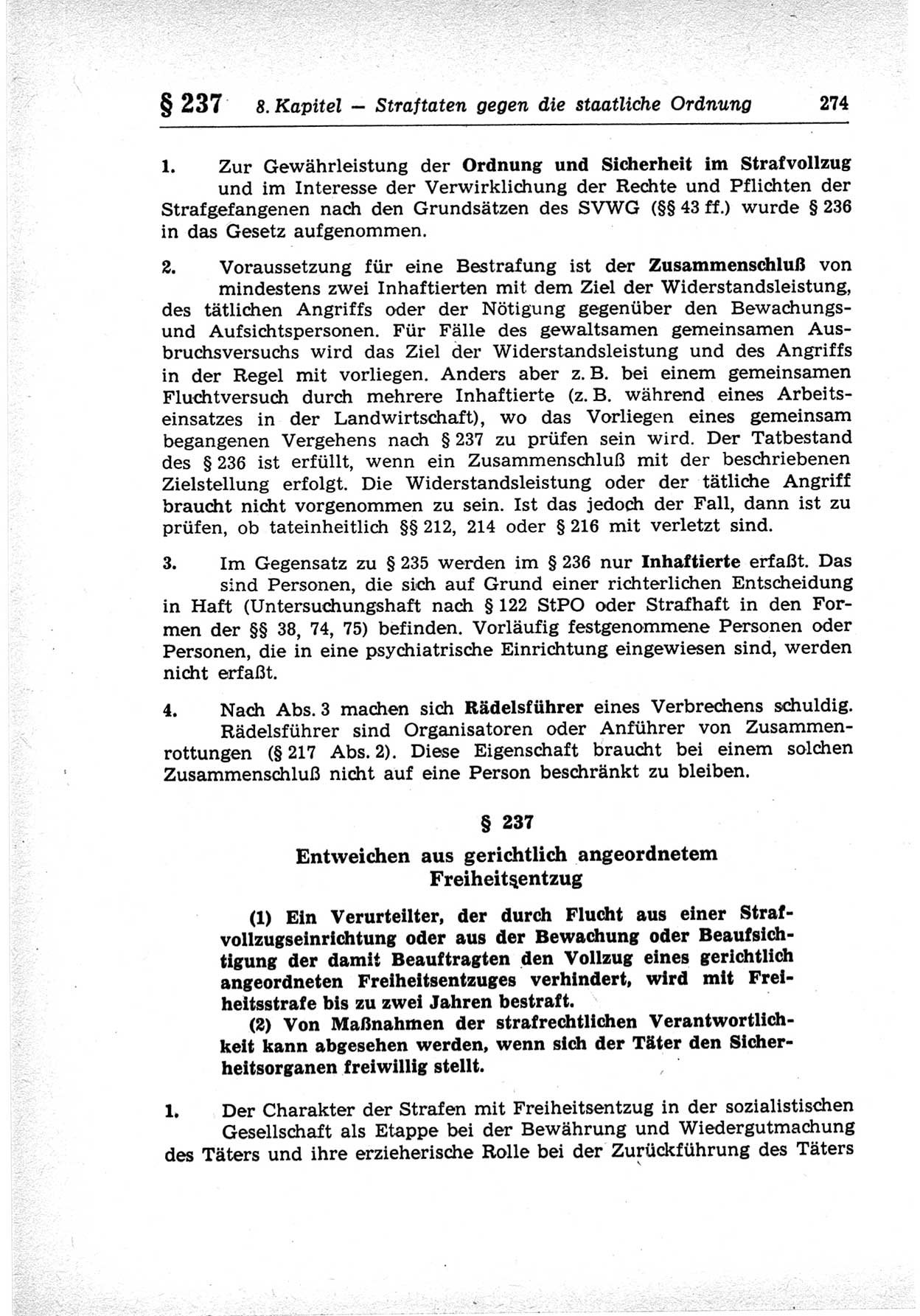 Strafrecht der Deutschen Demokratischen Republik (DDR), Lehrkommentar zum Strafgesetzbuch (StGB), Besonderer Teil 1969, Seite 274 (Strafr. DDR Lehrkomm. StGB BT 1969, S. 274)