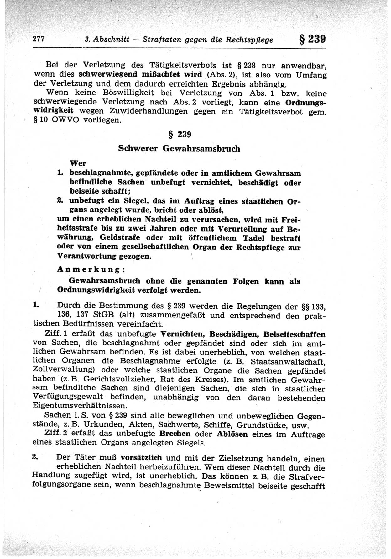 Strafrecht der Deutschen Demokratischen Republik (DDR), Lehrkommentar zum Strafgesetzbuch (StGB), Besonderer Teil 1969, Seite 277 (Strafr. DDR Lehrkomm. StGB BT 1969, S. 277)