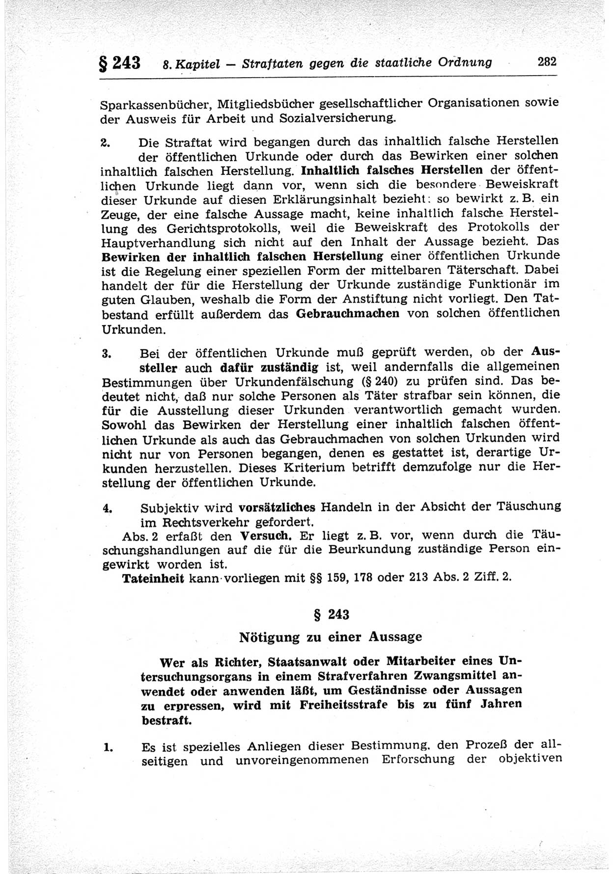 Strafrecht der Deutschen Demokratischen Republik (DDR), Lehrkommentar zum Strafgesetzbuch (StGB), Besonderer Teil 1969, Seite 282 (Strafr. DDR Lehrkomm. StGB BT 1969, S. 282)