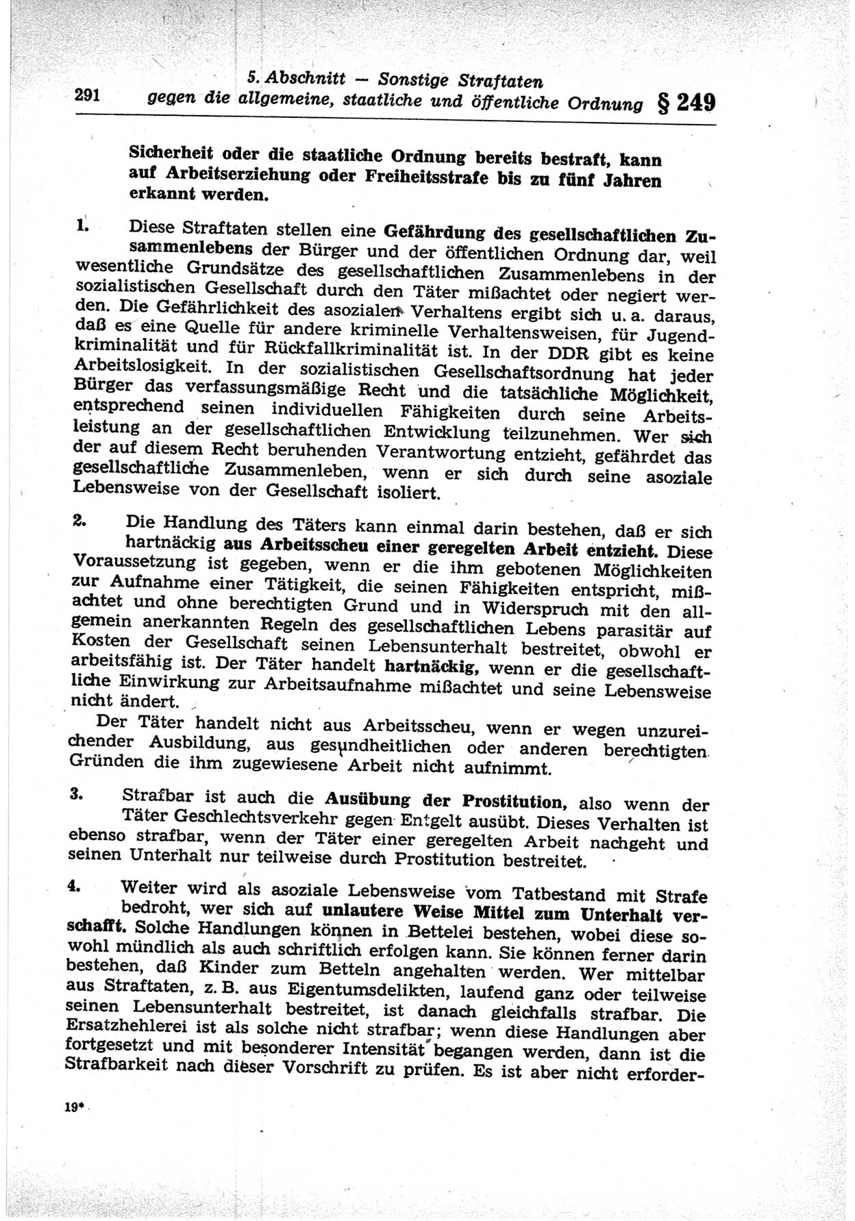 Strafrecht der Deutschen Demokratischen Republik (DDR), Lehrkommentar zum Strafgesetzbuch (StGB), Besonderer Teil 1969, Seite 291 (Strafr. DDR Lehrkomm. StGB BT 1969, S. 291)