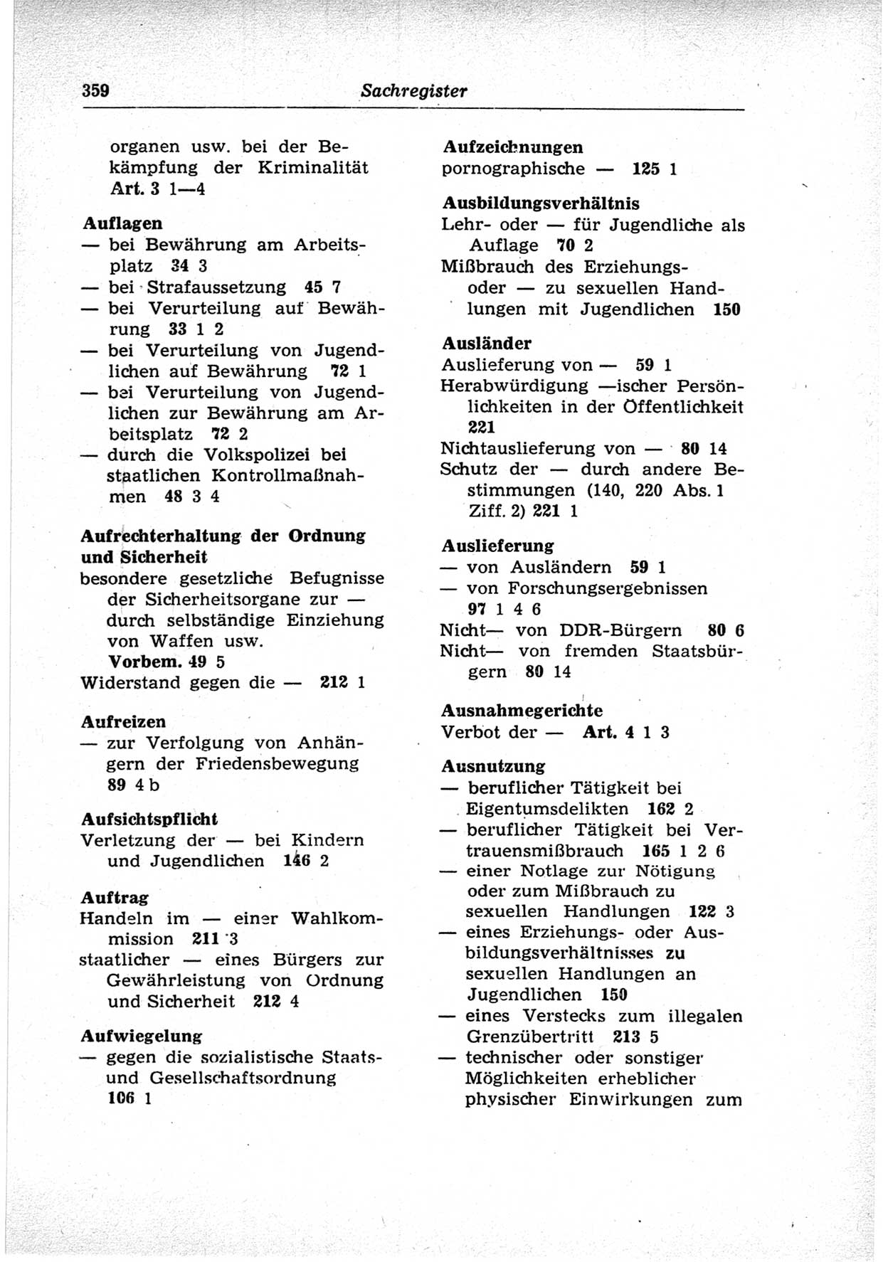 Strafrecht der Deutschen Demokratischen Republik (DDR), Lehrkommentar zum Strafgesetzbuch (StGB), Besonderer Teil 1969, Seite 359 (Strafr. DDR Lehrkomm. StGB BT 1969, S. 359)