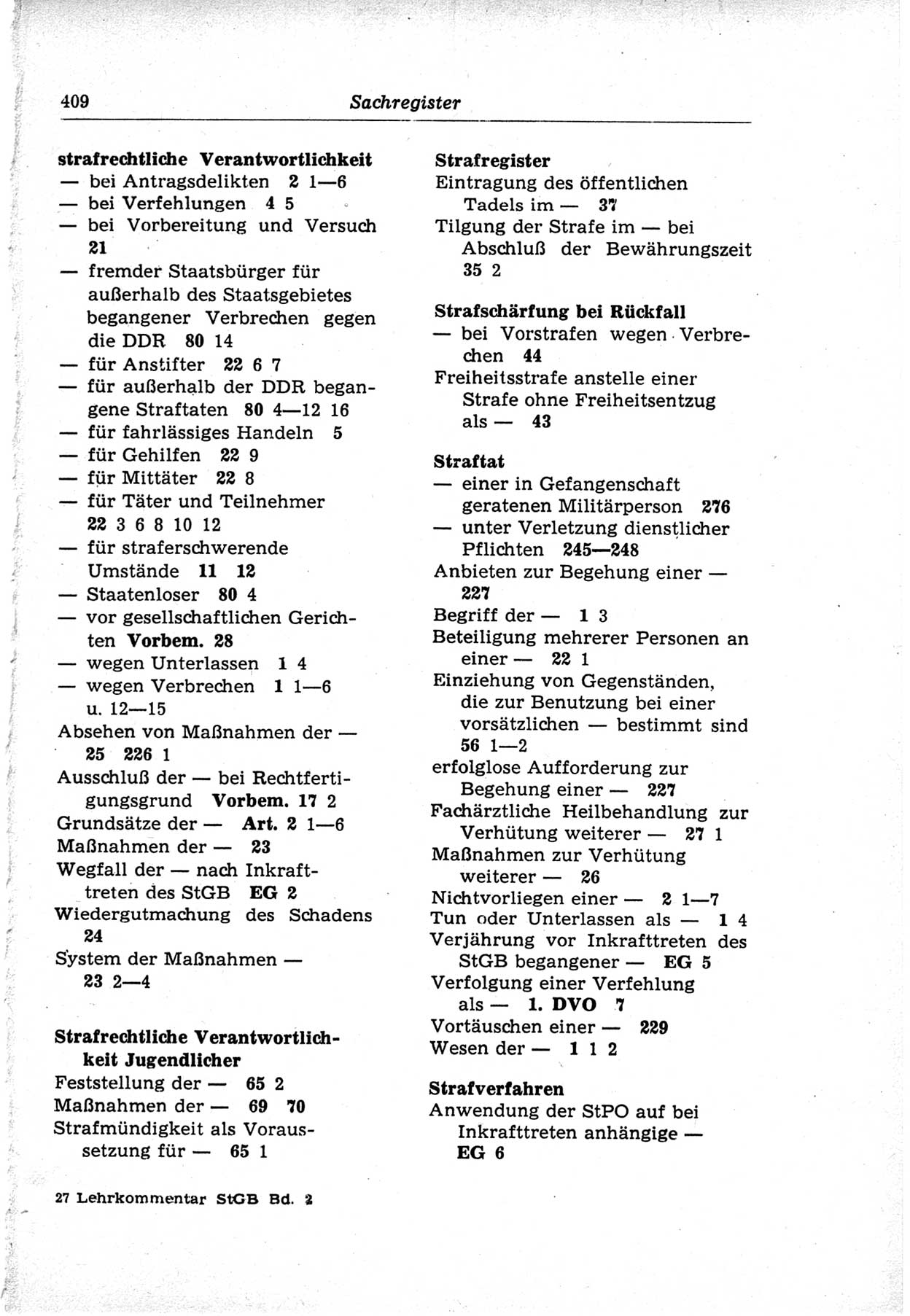 Strafrecht der Deutschen Demokratischen Republik (DDR), Lehrkommentar zum Strafgesetzbuch (StGB), Besonderer Teil 1969, Seite 409 (Strafr. DDR Lehrkomm. StGB BT 1969, S. 409)