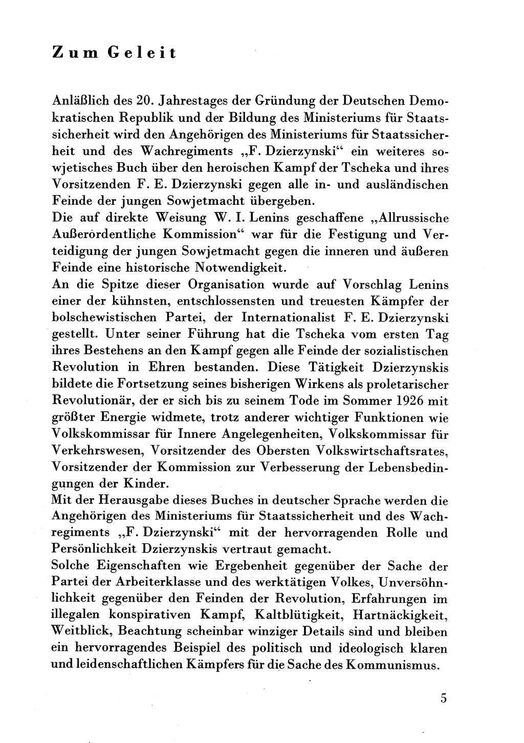 Der erste Tschekist, A. W. Tischkow [Militärverlag des Ministeriums für Verteidigung der UdSSR, Moskau 1968], Ministerium für Staatssicherheit (MfS) [Deutsche Demokratische Republik (DDR)], Juristische Hochschule (JHS) Potsdam 1969, Seite 5 (Tschekist MfS JHS DDR 1969, S. 5)