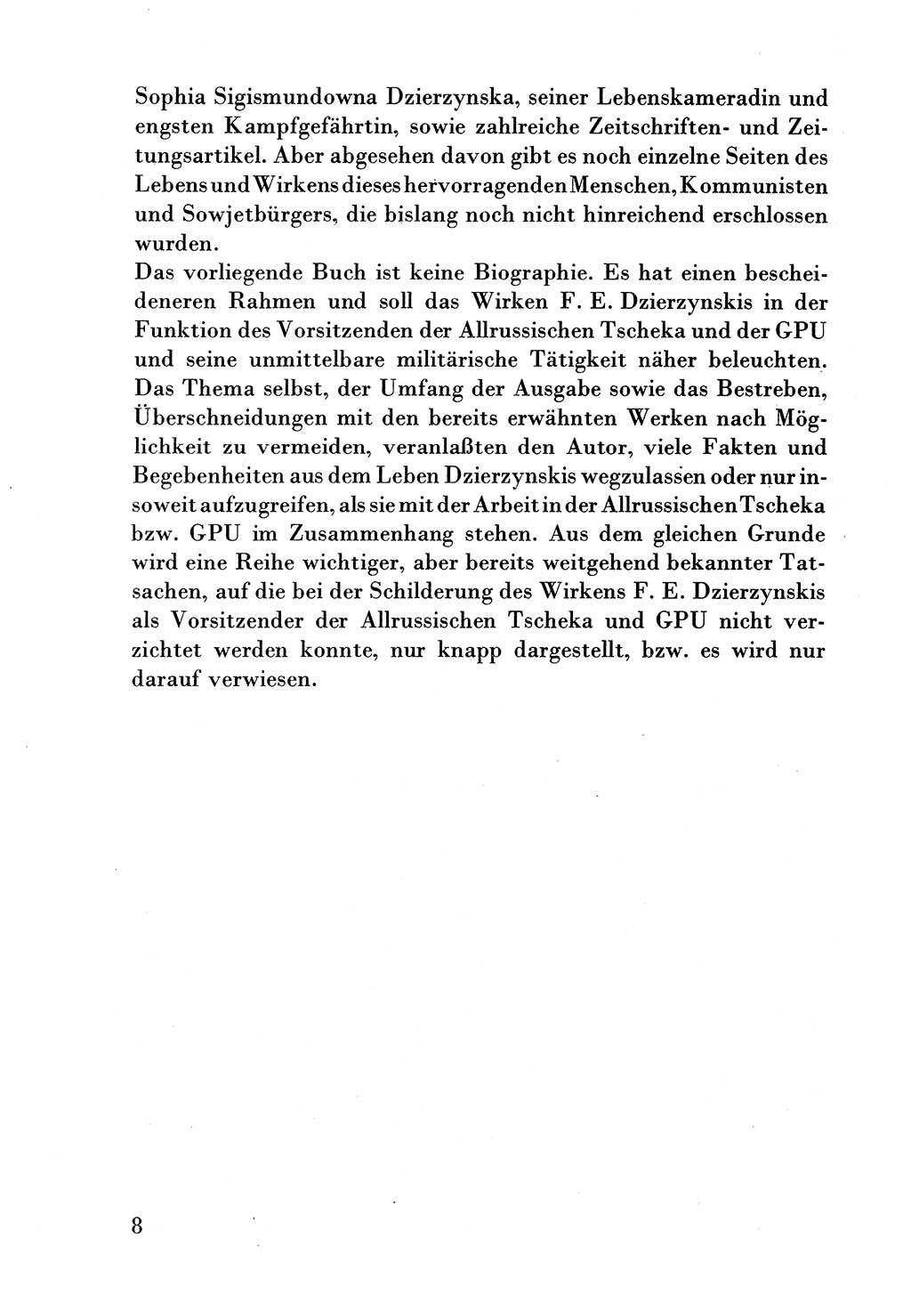 Der erste Tschekist, A. W. Tischkow [Militärverlag des Ministeriums für Verteidigung der UdSSR, Moskau 1968], Ministerium für Staatssicherheit (MfS) [Deutsche Demokratische Republik (DDR)], Juristische Hochschule (JHS) Potsdam 1969, Seite 8 (Tschekist MfS JHS DDR 1969, S. 8)