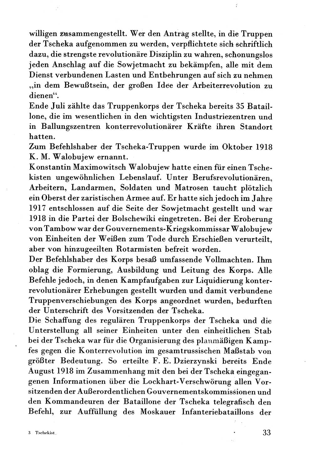 Der erste Tschekist, A. W. Tischkow [Militärverlag des Ministeriums für Verteidigung der UdSSR, Moskau 1968], Ministerium für Staatssicherheit (MfS) [Deutsche Demokratische Republik (DDR)], Juristische Hochschule (JHS) Potsdam 1969, Seite 33 (Tschekist MfS JHS DDR 1969, S. 33)