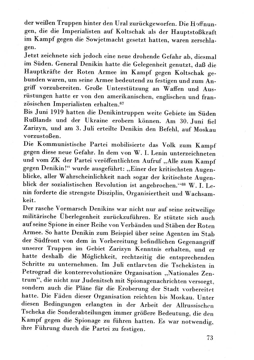 Der erste Tschekist, A. W. Tischkow [Militärverlag des Ministeriums für Verteidigung der UdSSR, Moskau 1968], Ministerium für Staatssicherheit (MfS) [Deutsche Demokratische Republik (DDR)], Juristische Hochschule (JHS) Potsdam 1969, Seite 73 (Tschekist MfS JHS DDR 1969, S. 73)