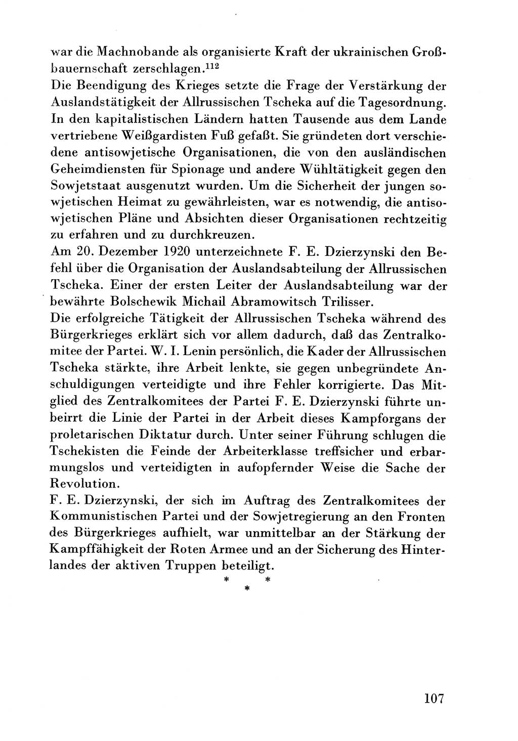 Der erste Tschekist, A. W. Tischkow [Militärverlag des Ministeriums für Verteidigung der UdSSR, Moskau 1968], Ministerium für Staatssicherheit (MfS) [Deutsche Demokratische Republik (DDR)], Juristische Hochschule (JHS) Potsdam 1969, Seite 107 (Tschekist MfS JHS DDR 1969, S. 107)