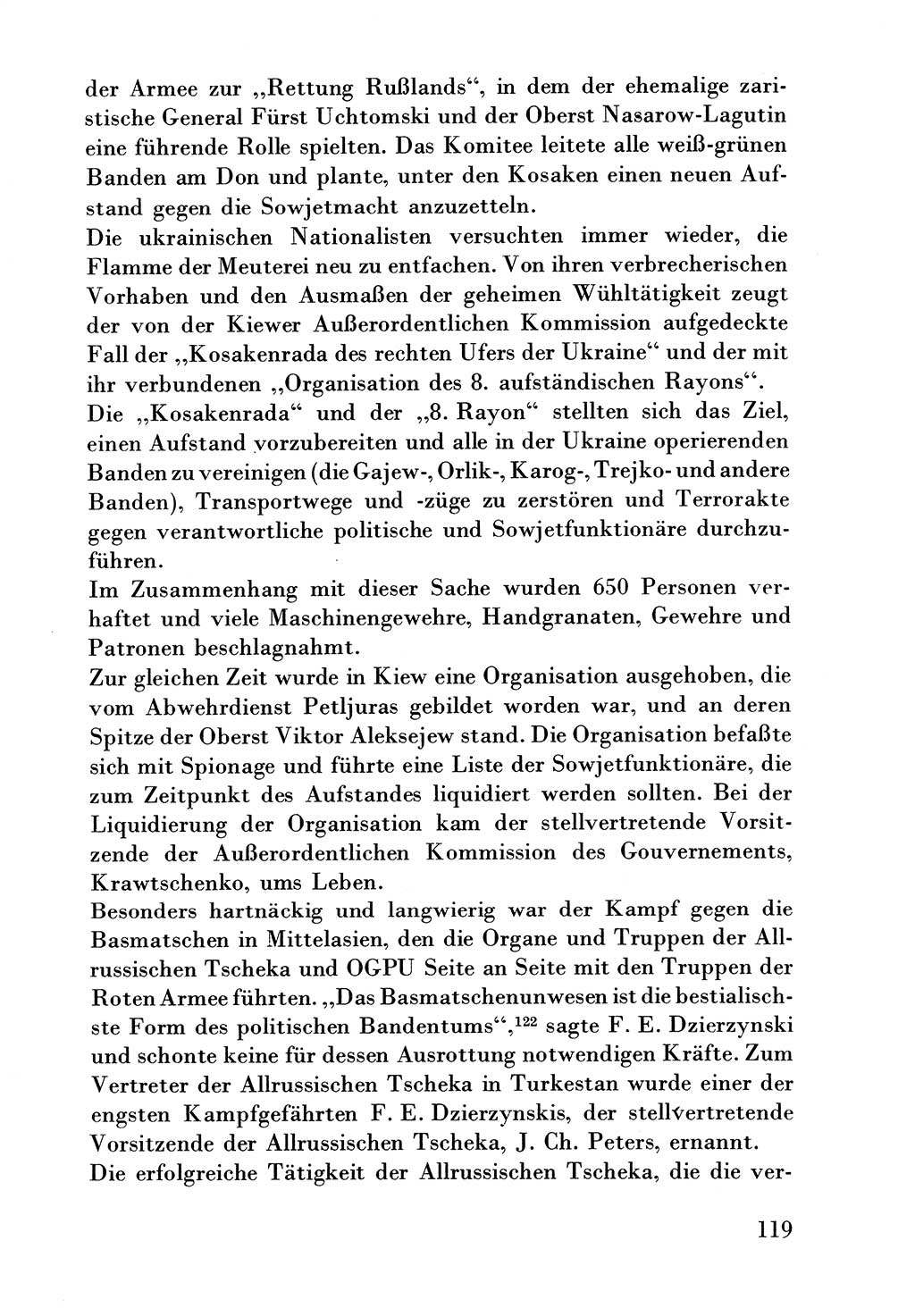 Der erste Tschekist, A. W. Tischkow [Militärverlag des Ministeriums für Verteidigung der UdSSR, Moskau 1968], Ministerium für Staatssicherheit (MfS) [Deutsche Demokratische Republik (DDR)], Juristische Hochschule (JHS) Potsdam 1969, Seite 119 (Tschekist MfS JHS DDR 1969, S. 119)