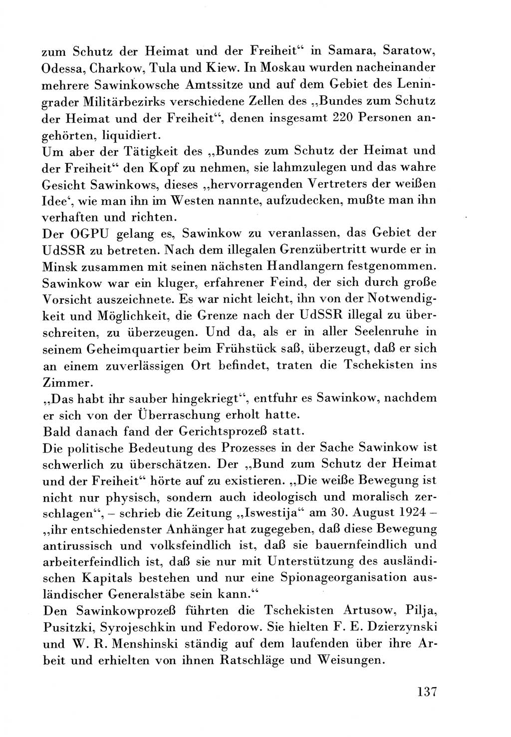 Der erste Tschekist, A. W. Tischkow [Militärverlag des Ministeriums für Verteidigung der UdSSR, Moskau 1968], Ministerium für Staatssicherheit (MfS) [Deutsche Demokratische Republik (DDR)], Juristische Hochschule (JHS) Potsdam 1969, Seite 137 (Tschekist MfS JHS DDR 1969, S. 137)