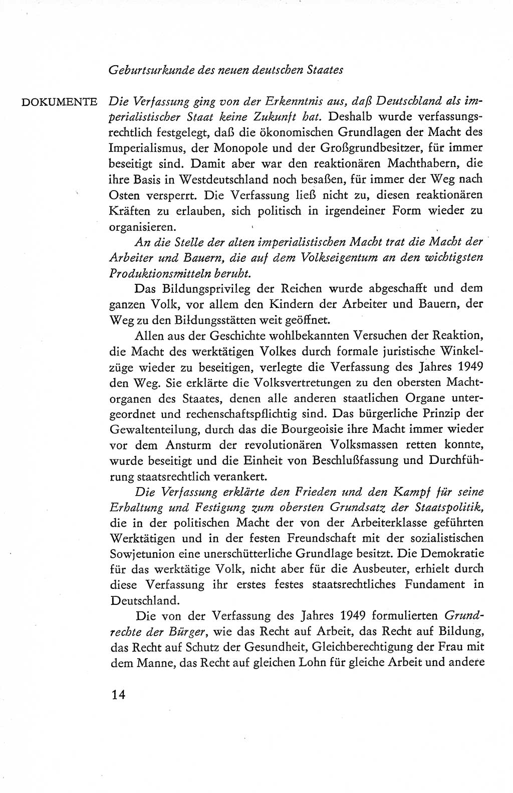 Verfassung der Deutschen Demokratischen Republik (DDR), Dokumente, Kommentar 1969, Band 1, Seite 14 (Verf. DDR Dok. Komm. 1969, Bd. 1, S. 14)