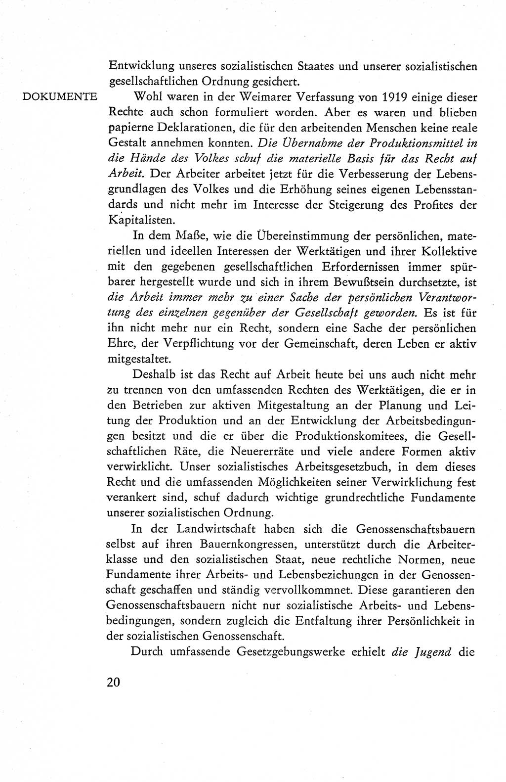 Verfassung der Deutschen Demokratischen Republik (DDR), Dokumente, Kommentar 1969, Band 1, Seite 20 (Verf. DDR Dok. Komm. 1969, Bd. 1, S. 20)