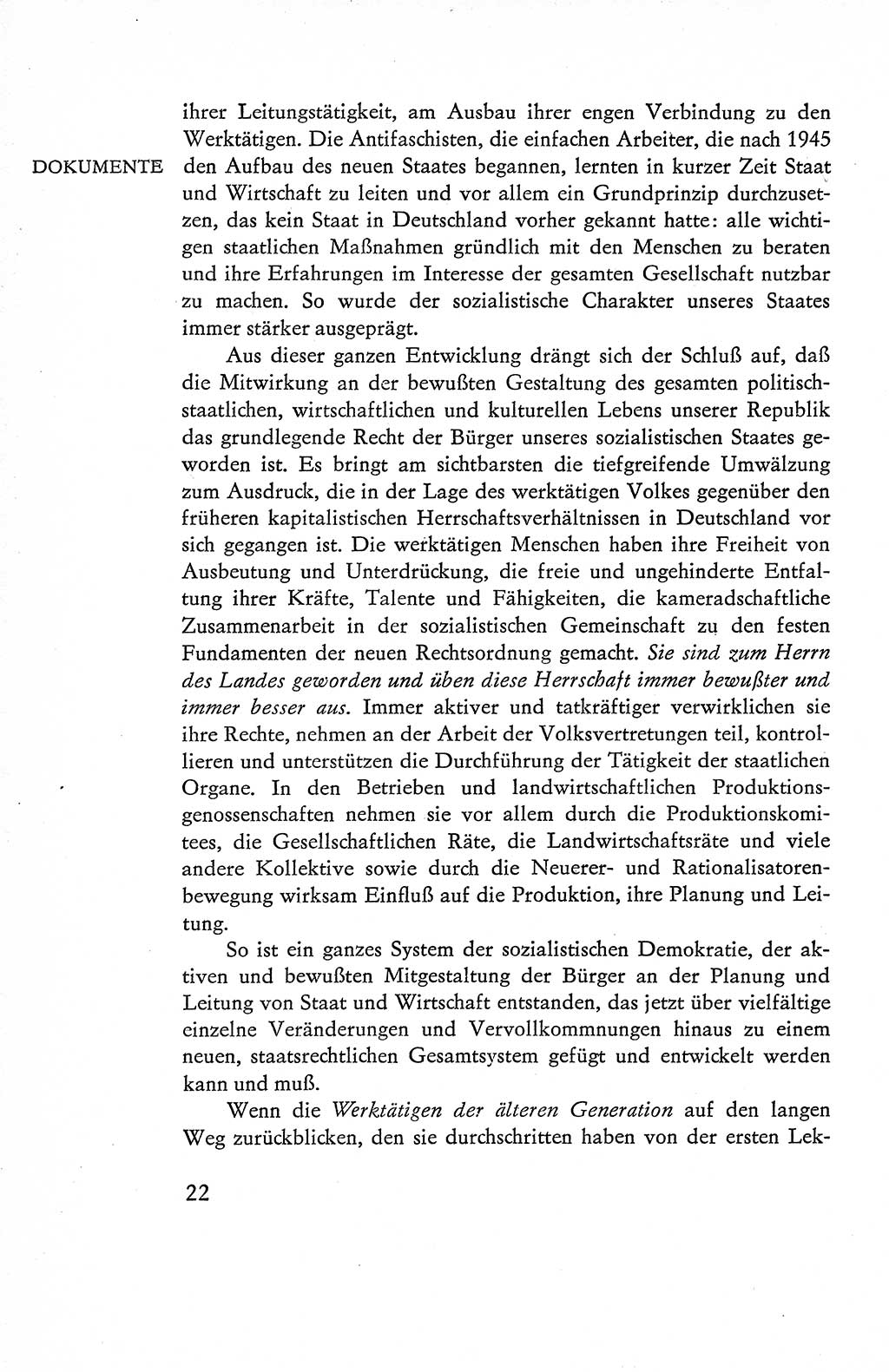 Verfassung der Deutschen Demokratischen Republik (DDR), Dokumente, Kommentar 1969, Band 1, Seite 22 (Verf. DDR Dok. Komm. 1969, Bd. 1, S. 22)