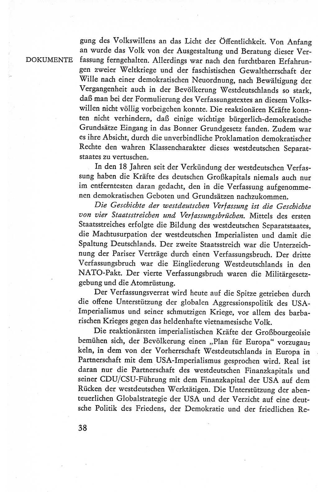 Verfassung der Deutschen Demokratischen Republik (DDR), Dokumente, Kommentar 1969, Band 1, Seite 38 (Verf. DDR Dok. Komm. 1969, Bd. 1, S. 38)