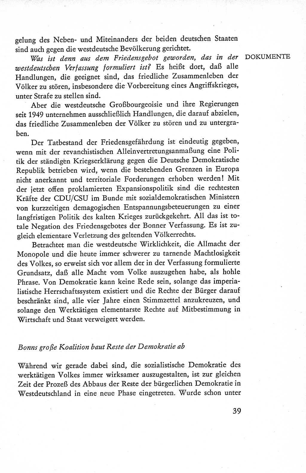 Verfassung der Deutschen Demokratischen Republik (DDR), Dokumente, Kommentar 1969, Band 1, Seite 39 (Verf. DDR Dok. Komm. 1969, Bd. 1, S. 39)