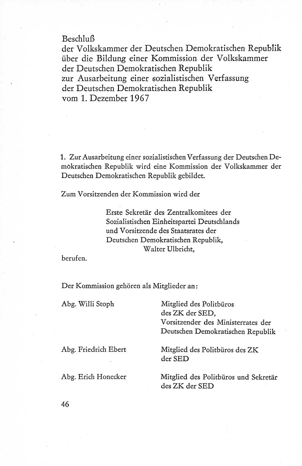 Verfassung der Deutschen Demokratischen Republik (DDR), Dokumente, Kommentar 1969, Band 1, Seite 46 (Verf. DDR Dok. Komm. 1969, Bd. 1, S. 46)