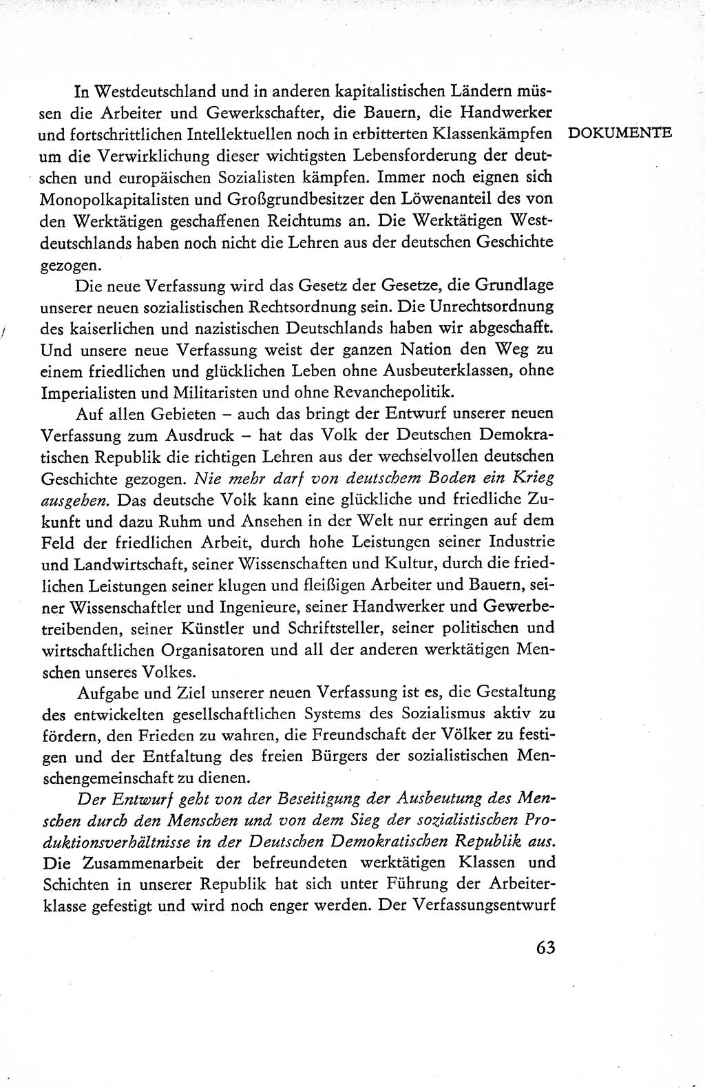 Verfassung der Deutschen Demokratischen Republik (DDR), Dokumente, Kommentar 1969, Band 1, Seite 63 (Verf. DDR Dok. Komm. 1969, Bd. 1, S. 63)