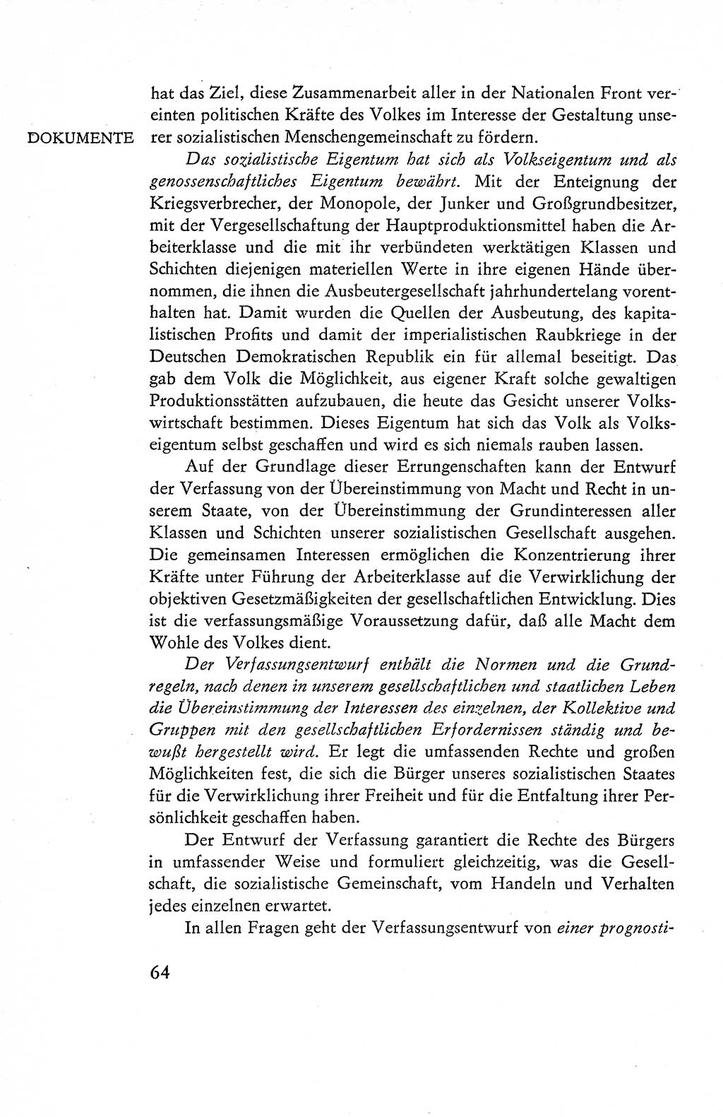 Verfassung der Deutschen Demokratischen Republik (DDR), Dokumente, Kommentar 1969, Band 1, Seite 64 (Verf. DDR Dok. Komm. 1969, Bd. 1, S. 64)