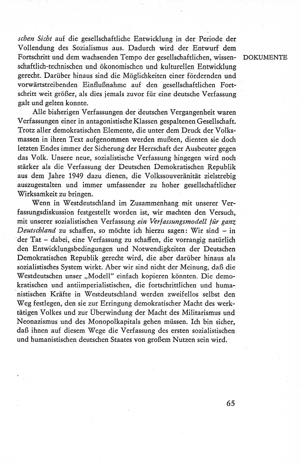 Verfassung der Deutschen Demokratischen Republik (DDR), Dokumente, Kommentar 1969, Band 1, Seite 65 (Verf. DDR Dok. Komm. 1969, Bd. 1, S. 65)