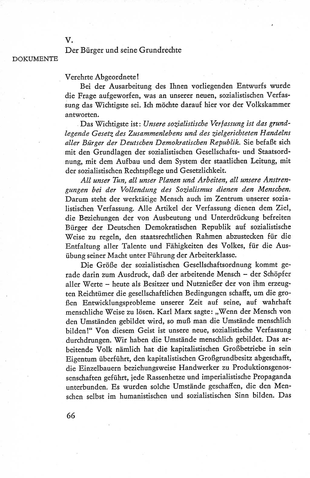 Verfassung der Deutschen Demokratischen Republik (DDR), Dokumente, Kommentar 1969, Band 1, Seite 66 (Verf. DDR Dok. Komm. 1969, Bd. 1, S. 66)
