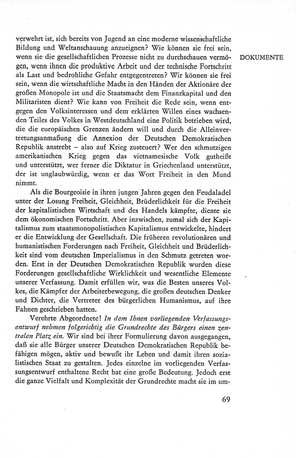 Verfassung der Deutschen Demokratischen Republik (DDR), Dokumente, Kommentar 1969, Band 1, Seite 69 (Verf. DDR Dok. Komm. 1969, Bd. 1, S. 69)