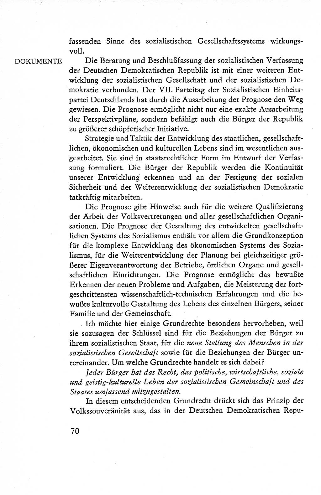 Verfassung der Deutschen Demokratischen Republik (DDR), Dokumente, Kommentar 1969, Band 1, Seite 70 (Verf. DDR Dok. Komm. 1969, Bd. 1, S. 70)