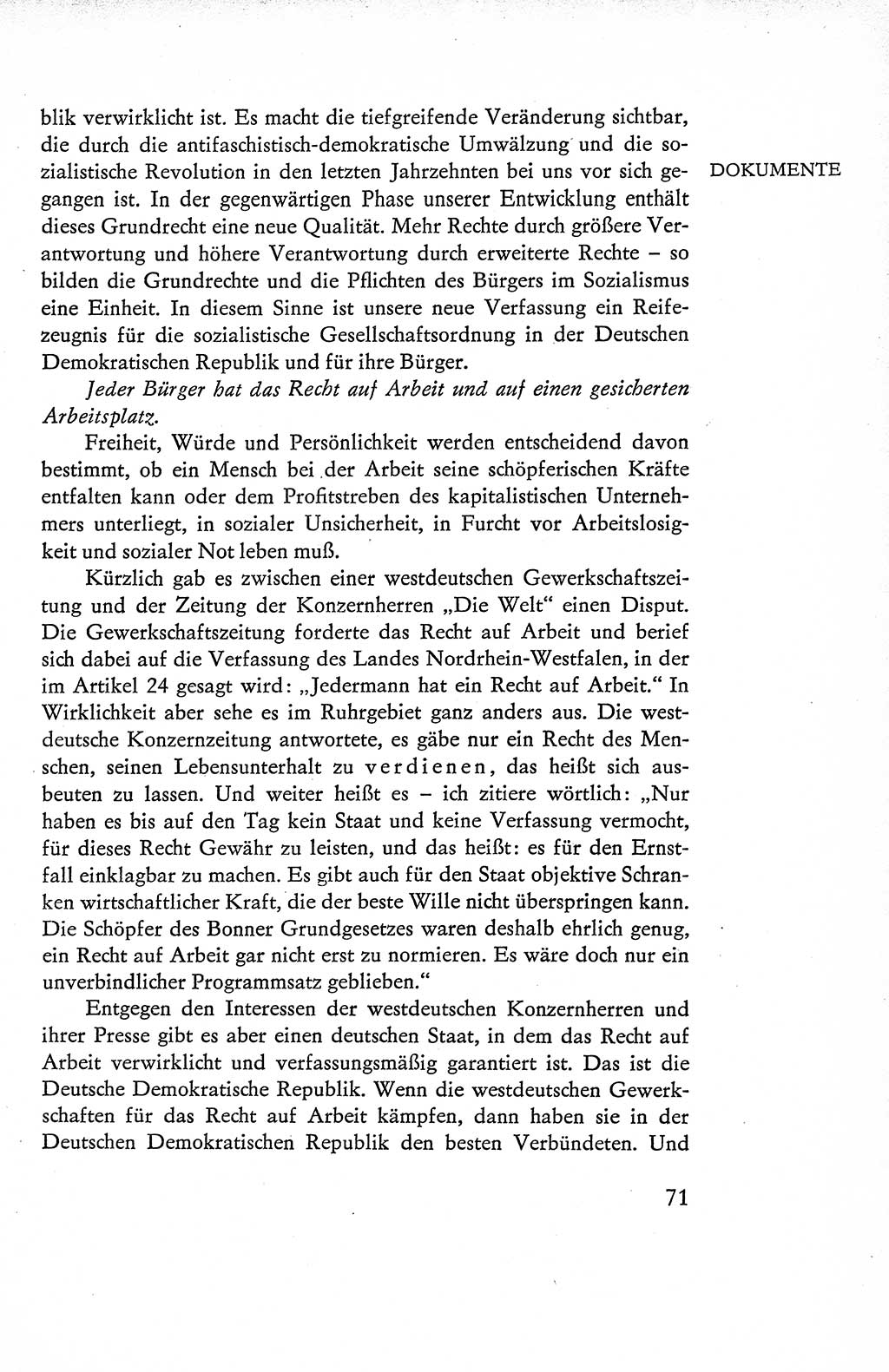 Verfassung der Deutschen Demokratischen Republik (DDR), Dokumente, Kommentar 1969, Band 1, Seite 71 (Verf. DDR Dok. Komm. 1969, Bd. 1, S. 71)