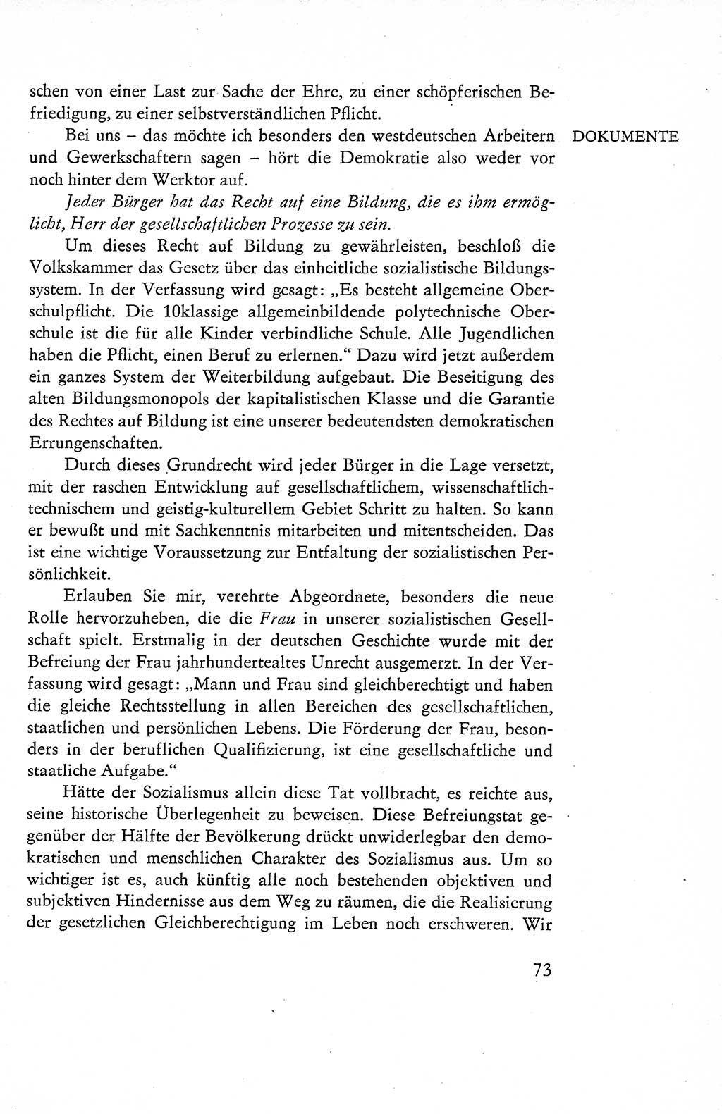 Verfassung der Deutschen Demokratischen Republik (DDR), Dokumente, Kommentar 1969, Band 1, Seite 73 (Verf. DDR Dok. Komm. 1969, Bd. 1, S. 73)