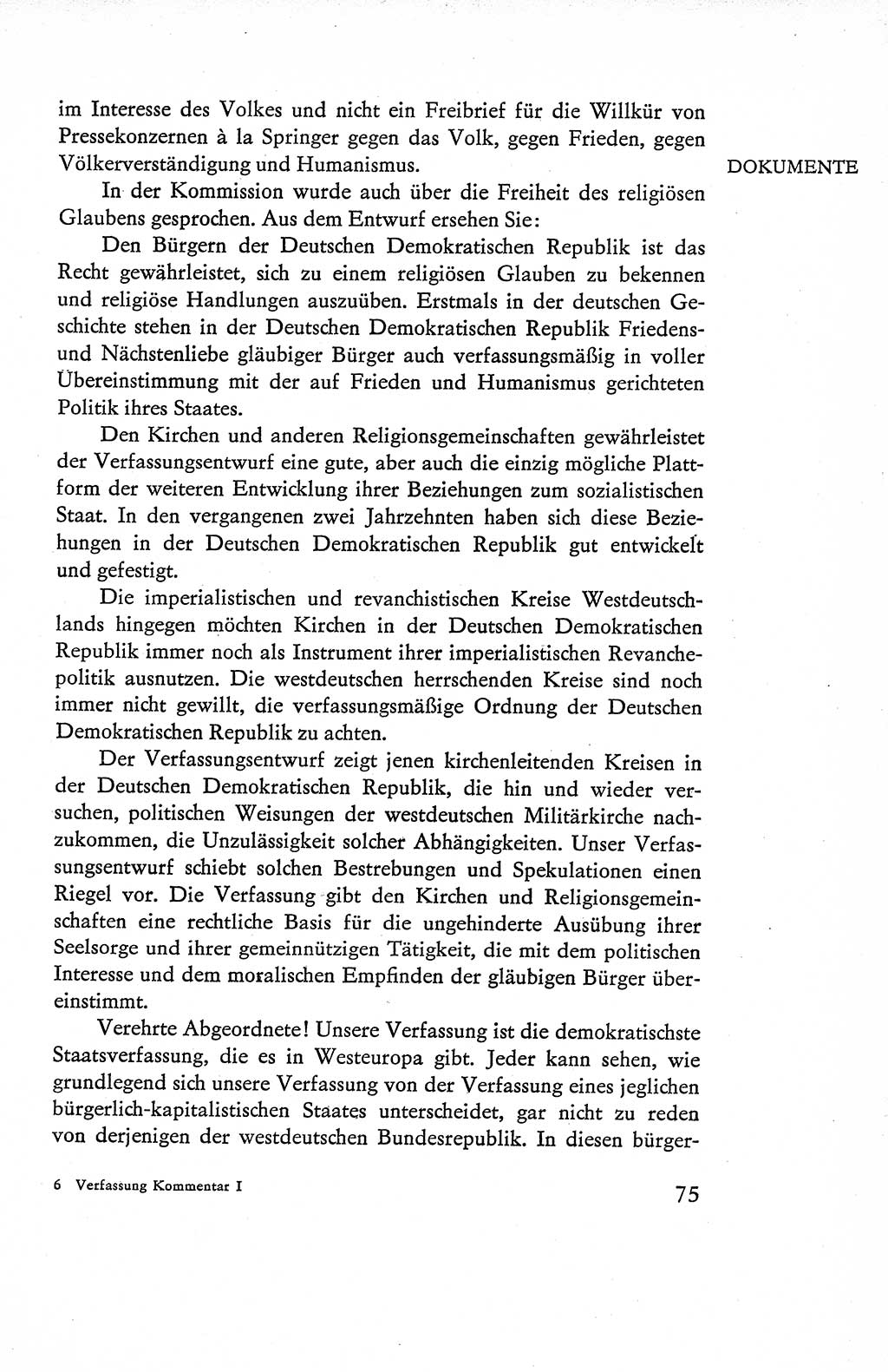 Verfassung der Deutschen Demokratischen Republik (DDR), Dokumente, Kommentar 1969, Band 1, Seite 75 (Verf. DDR Dok. Komm. 1969, Bd. 1, S. 75)