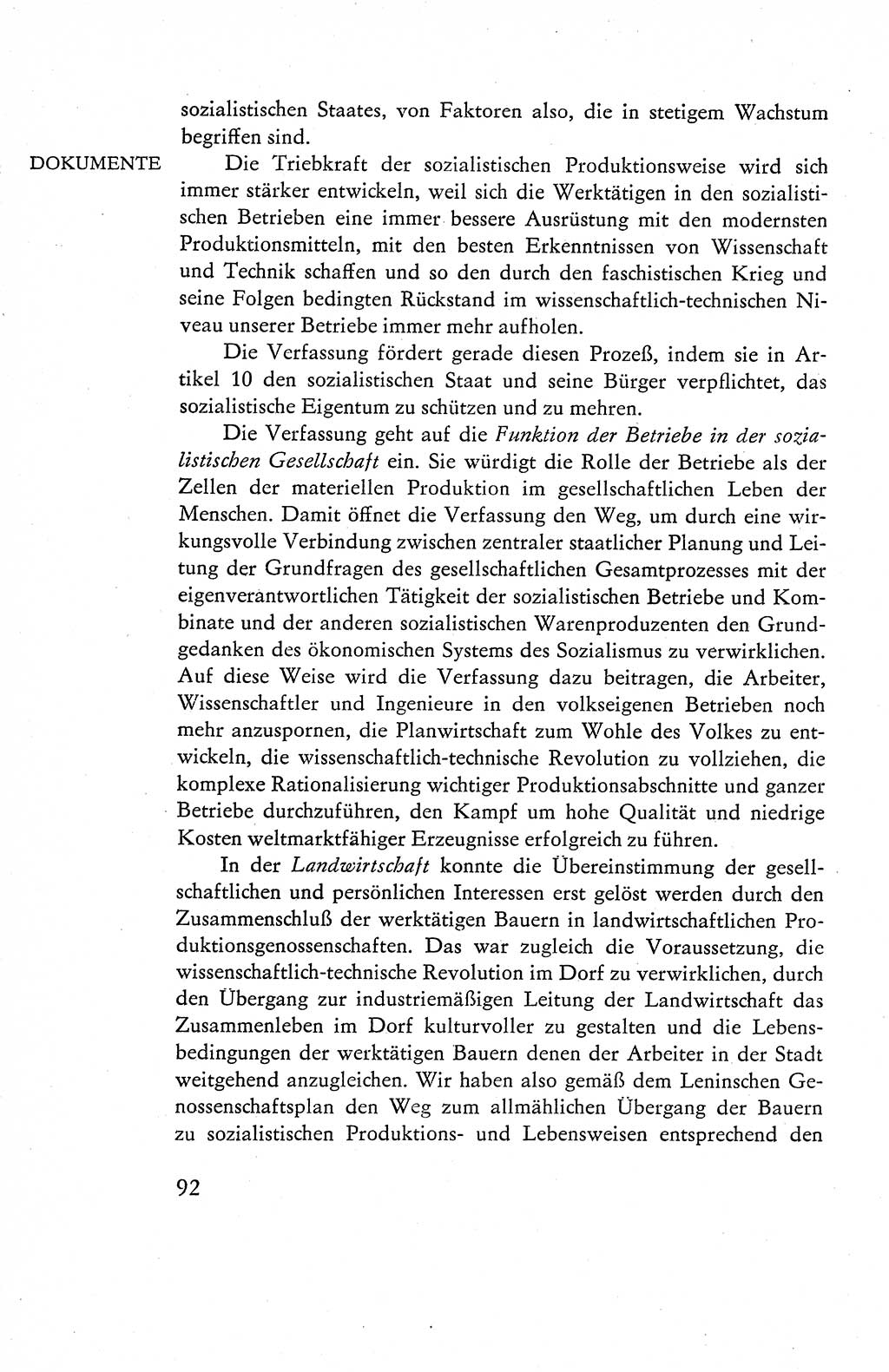 Verfassung der Deutschen Demokratischen Republik (DDR), Dokumente, Kommentar 1969, Band 1, Seite 92 (Verf. DDR Dok. Komm. 1969, Bd. 1, S. 92)
