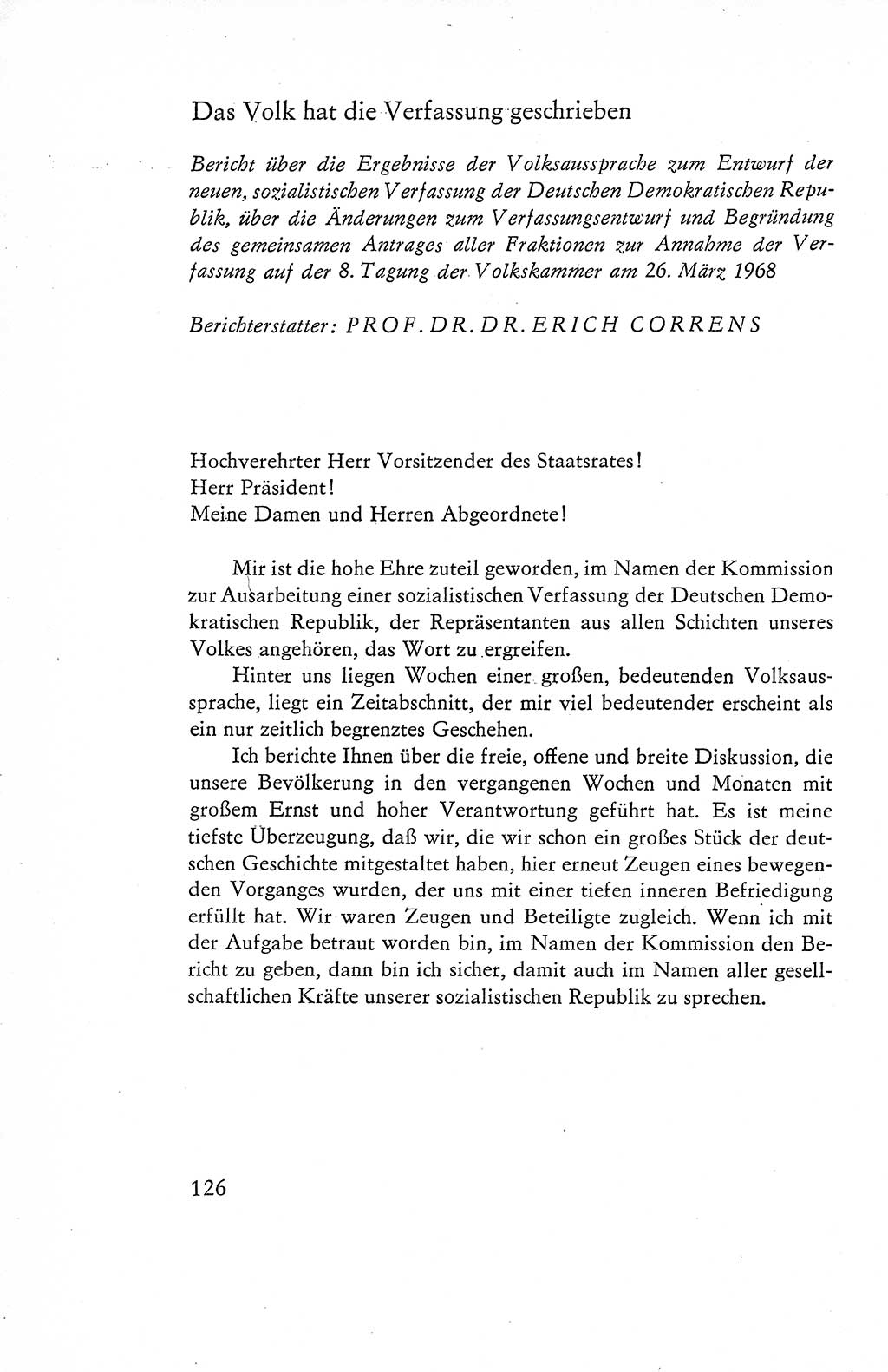 Verfassung der Deutschen Demokratischen Republik (DDR), Dokumente, Kommentar 1969, Band 1, Seite 126 (Verf. DDR Dok. Komm. 1969, Bd. 1, S. 126)