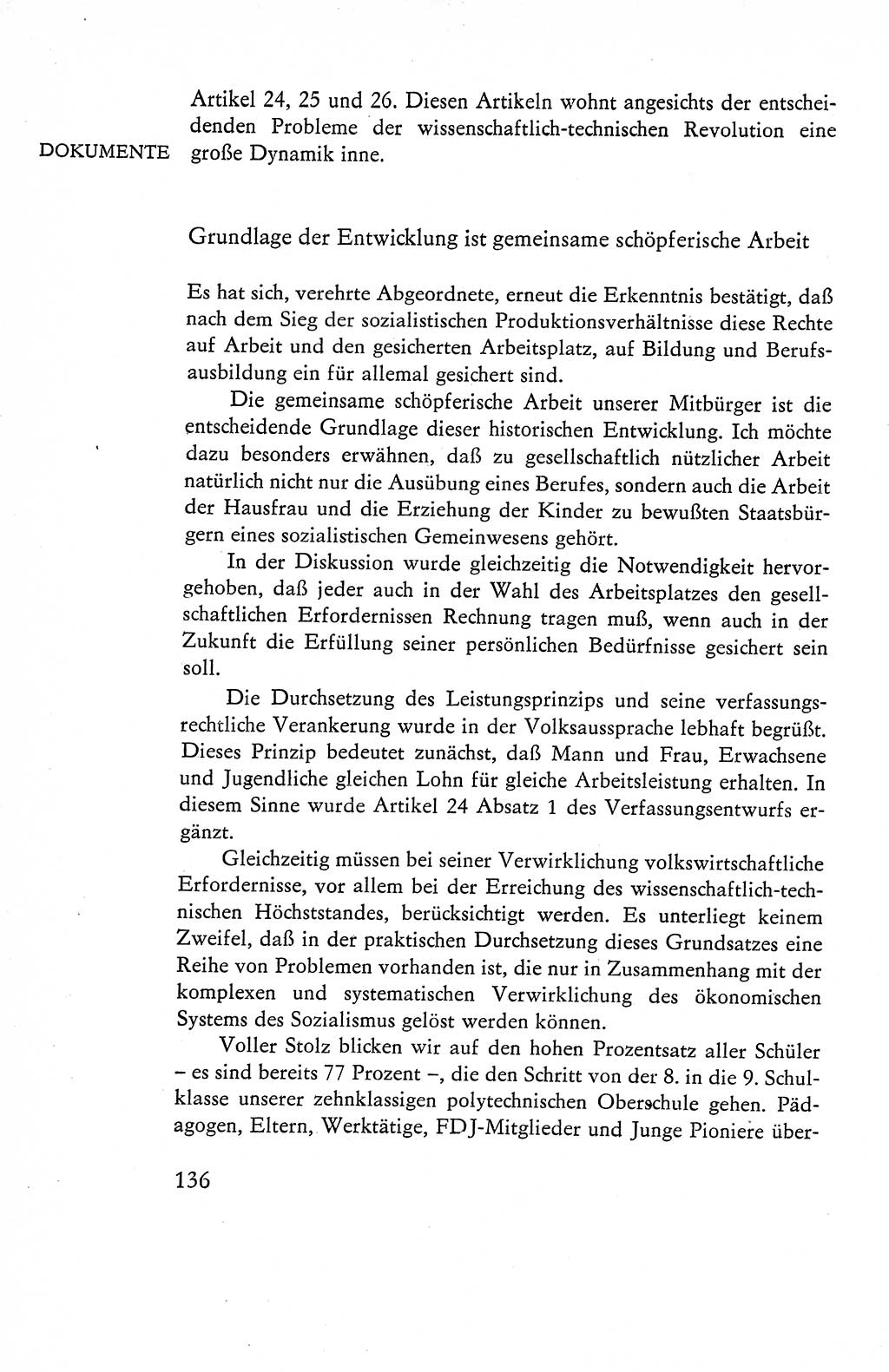 Verfassung der Deutschen Demokratischen Republik (DDR), Dokumente, Kommentar 1969, Band 1, Seite 136 (Verf. DDR Dok. Komm. 1969, Bd. 1, S. 136)