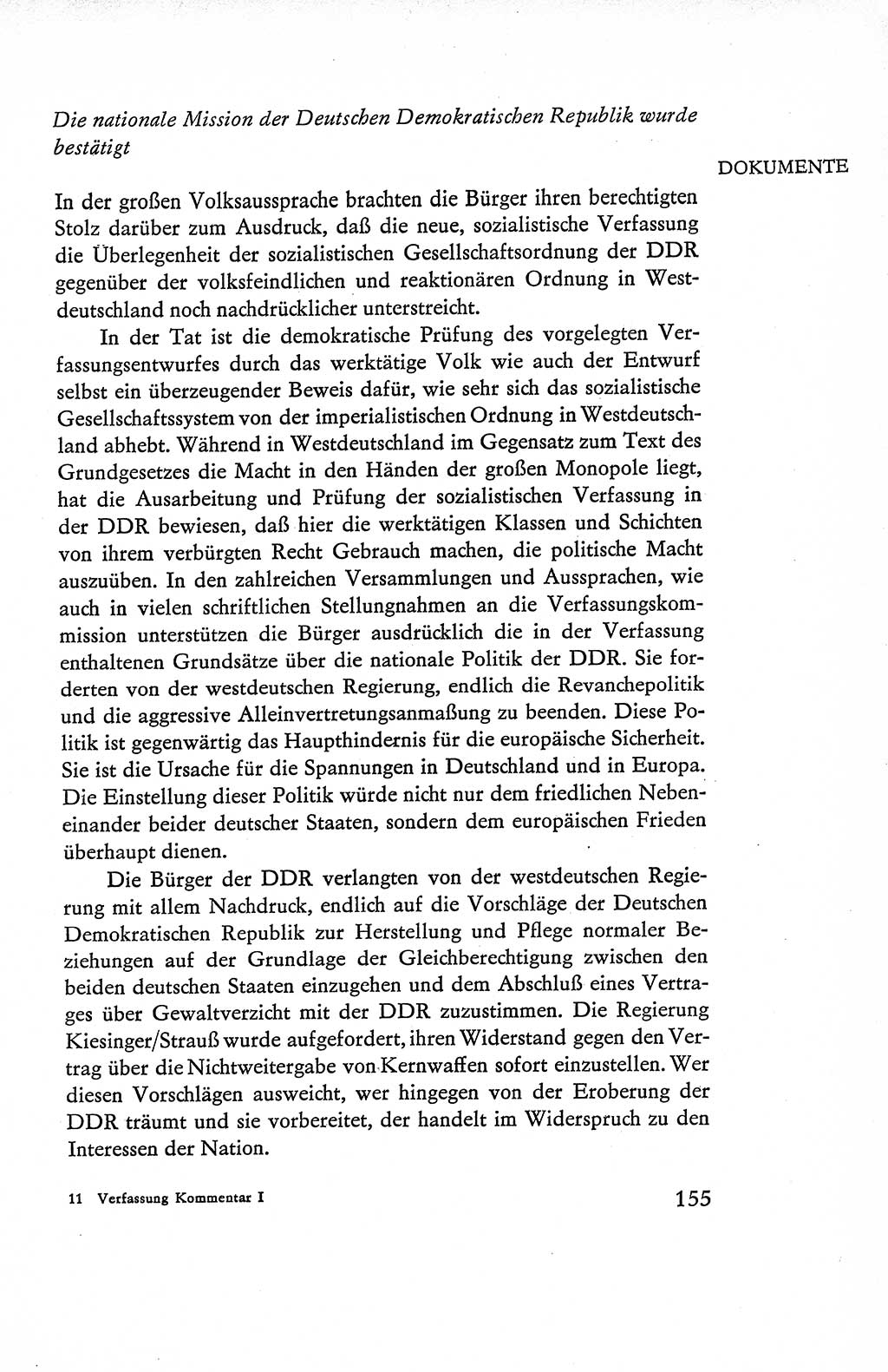 Verfassung der Deutschen Demokratischen Republik (DDR), Dokumente, Kommentar 1969, Band 1, Seite 155 (Verf. DDR Dok. Komm. 1969, Bd. 1, S. 155)